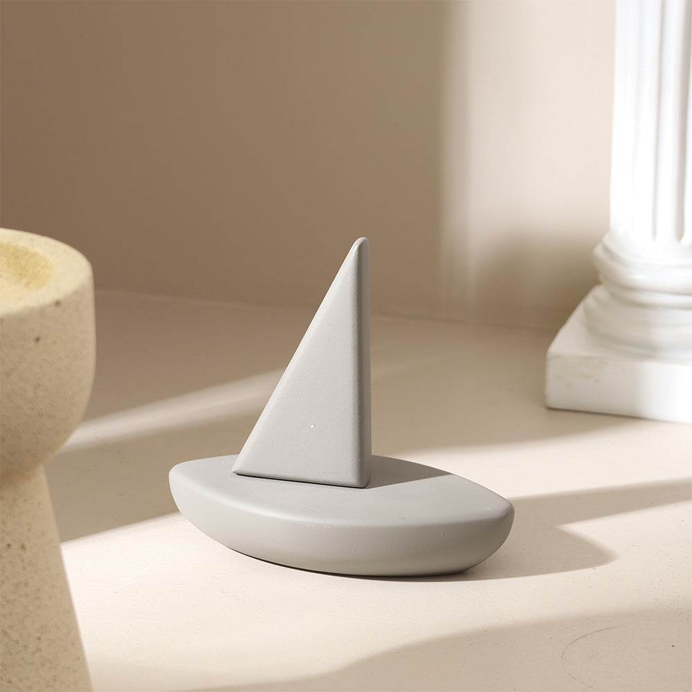 Sailing Ship Concrete Sculpture - Dark Grey