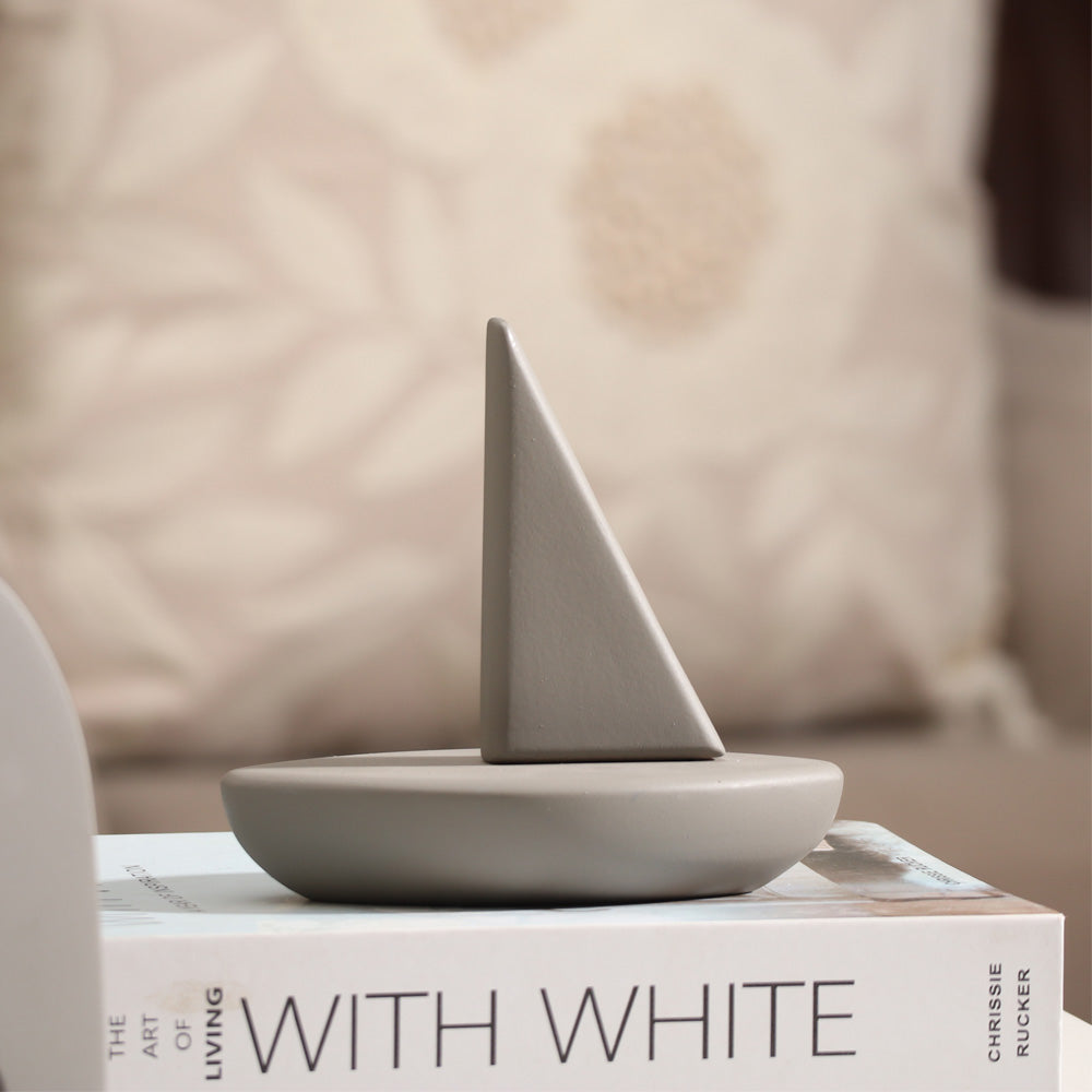 Sailing Ship Concrete Sculpture - Dark Grey