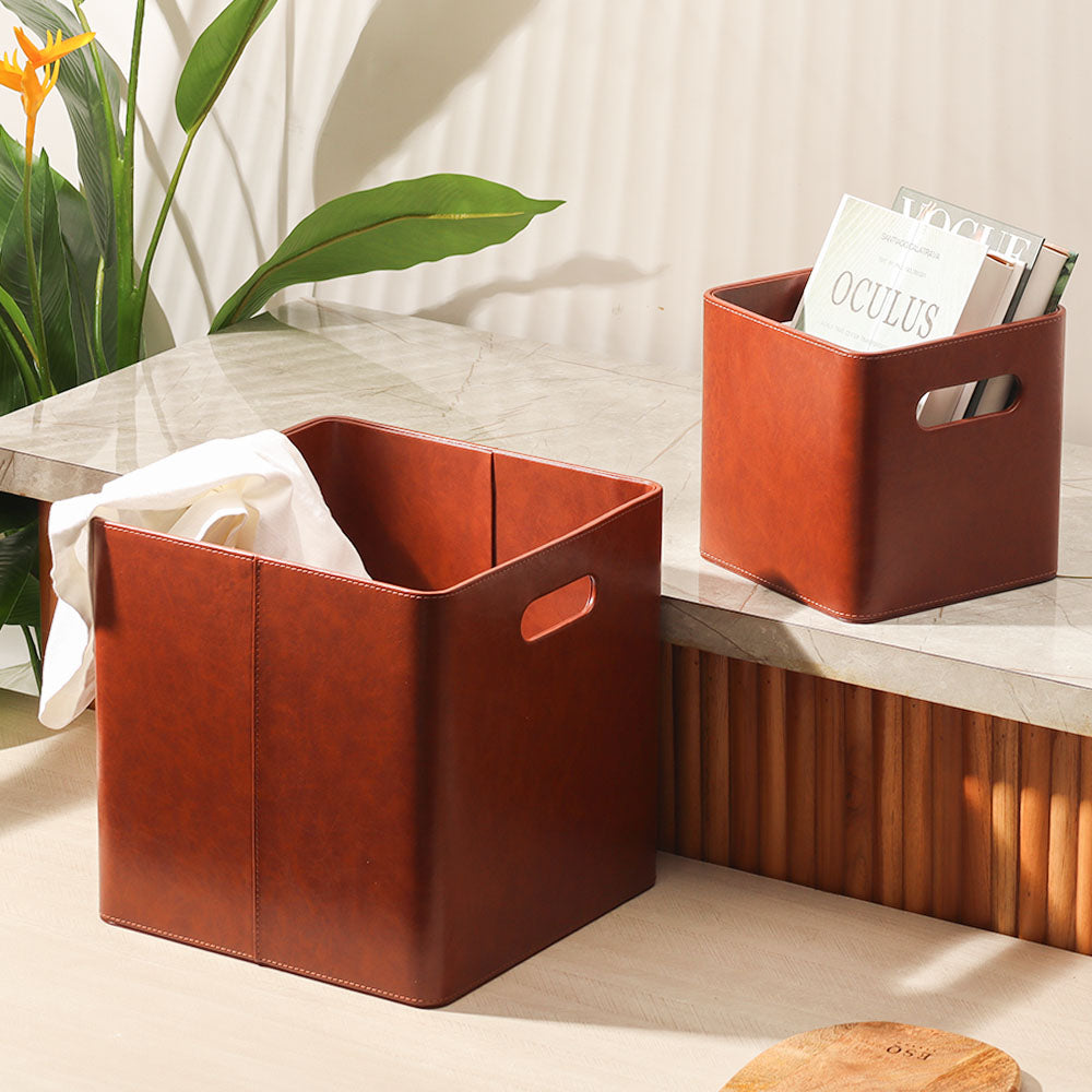 Salle Square Storage Bins, Set of 2 - Auburn
