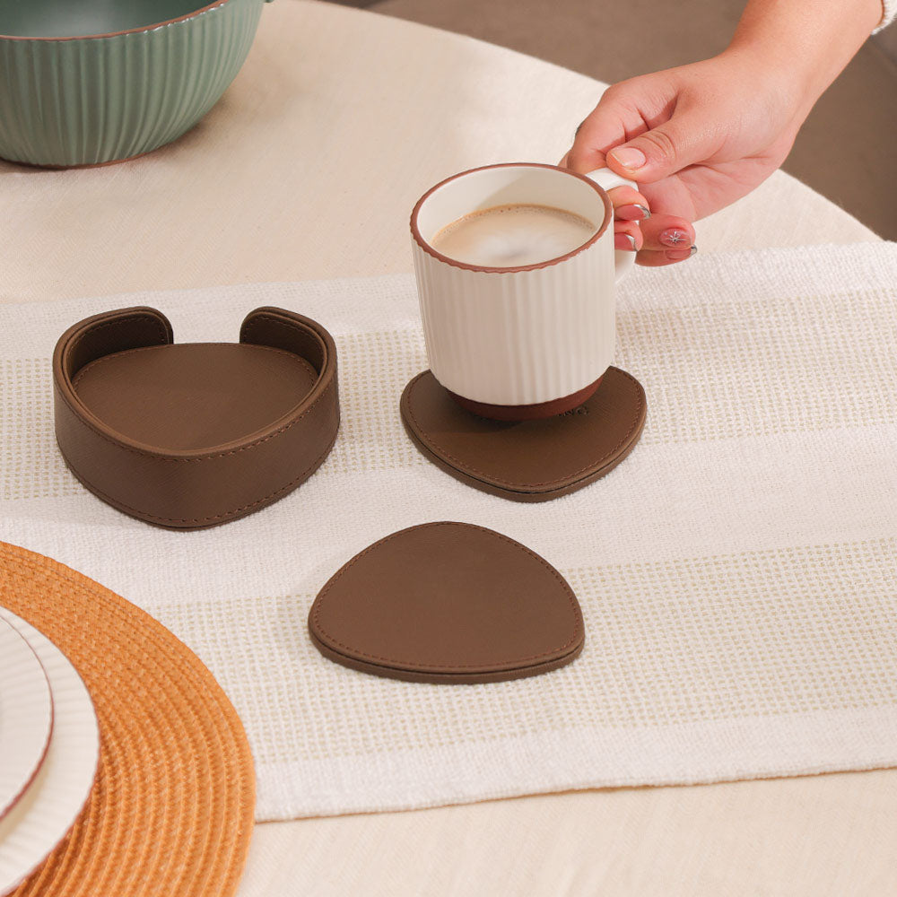 Saloon Drop Coasters, Set of 6 - Brown