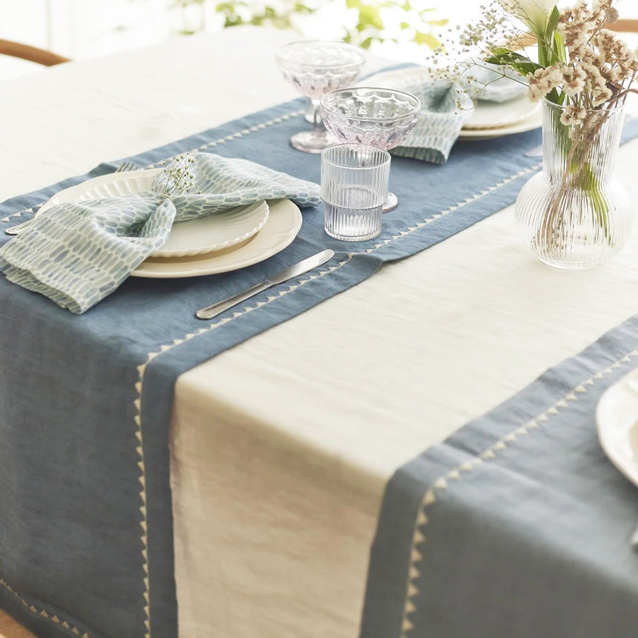 Mirage Linen Table Runner - Azure