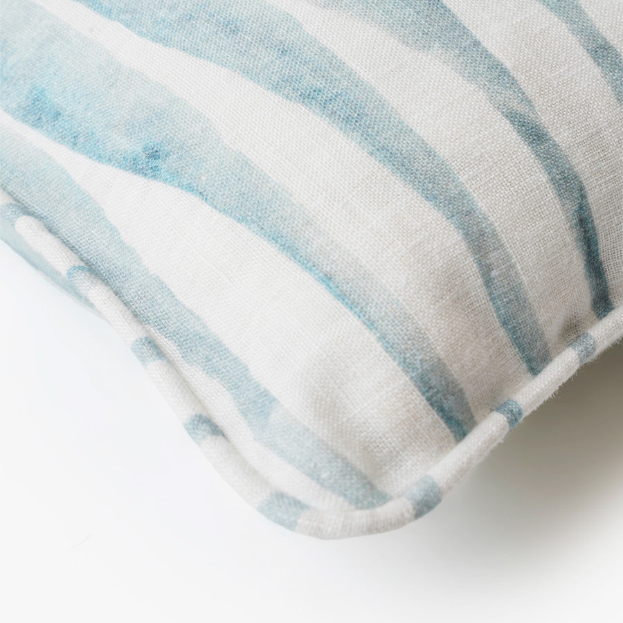 Ripple Rectangular Linen Cushion Cover 50x35cm - Blue
