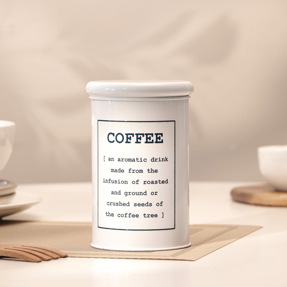 Sando Metal Coffee Storage Jar - White