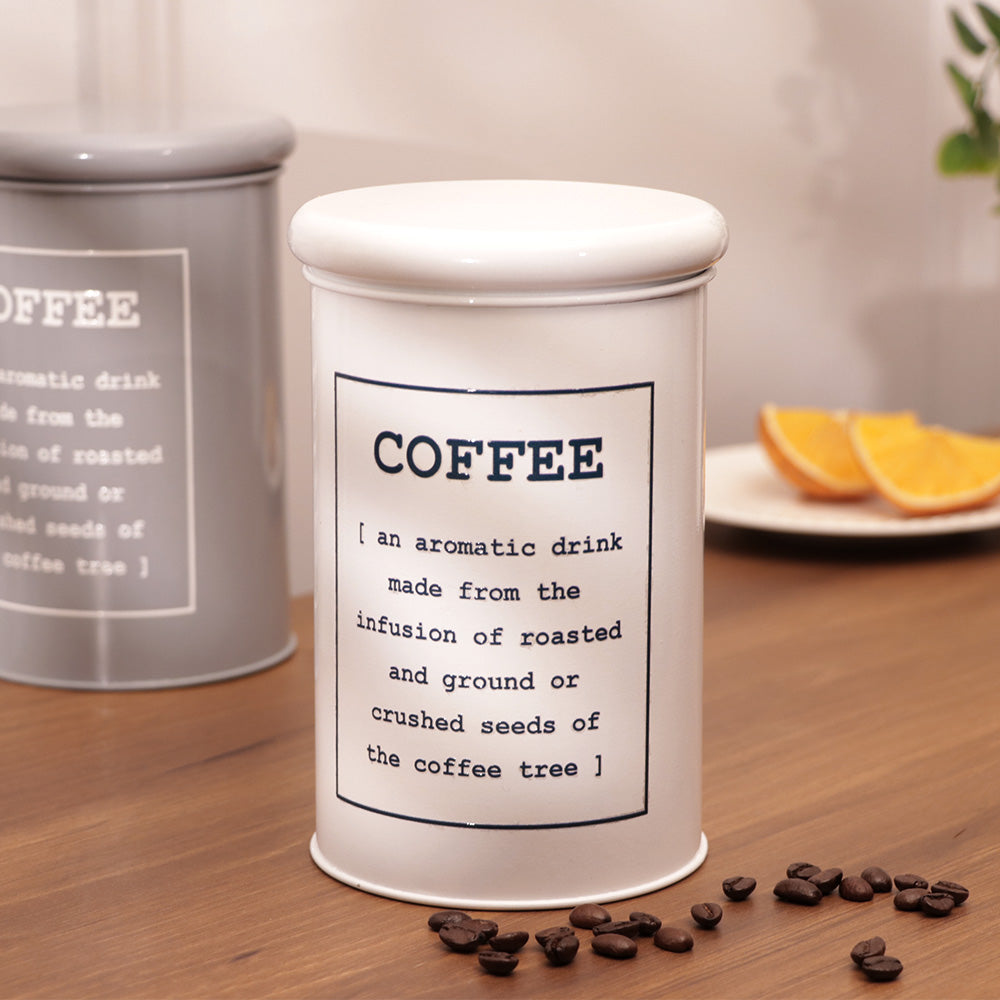 Sando Metal Coffee Storage Jar - White