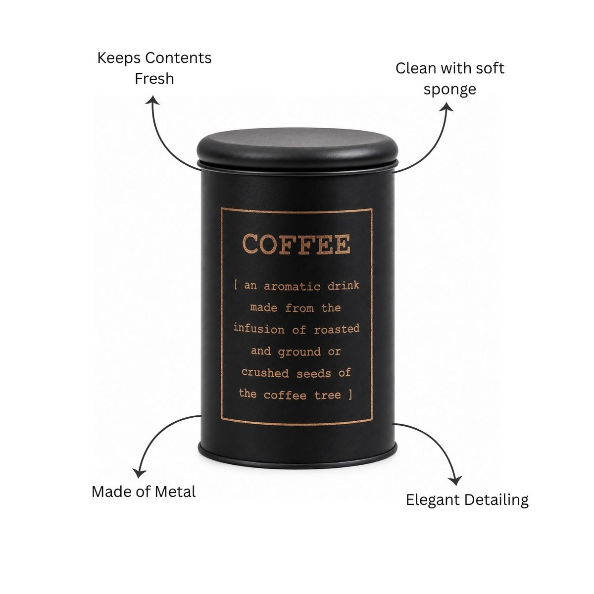 Sando Metal Coffee Storage Jar - Black Gold