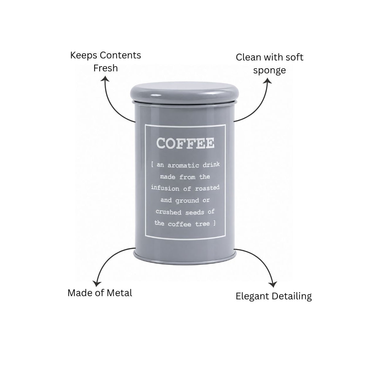 Sando Metal Coffee Storage Jar - Grey