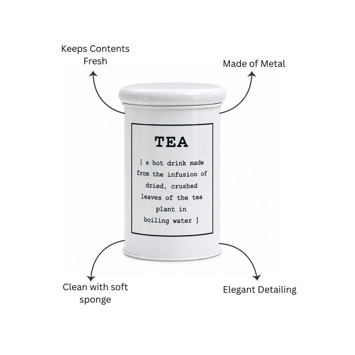 Sando Metal Tea Storage Jar - White