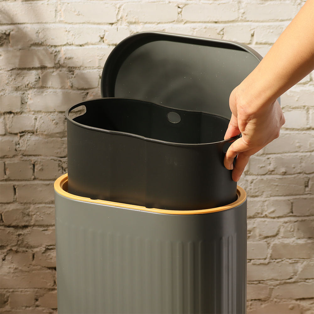 Ovate Pedal Bin 6L - Grey & Gold