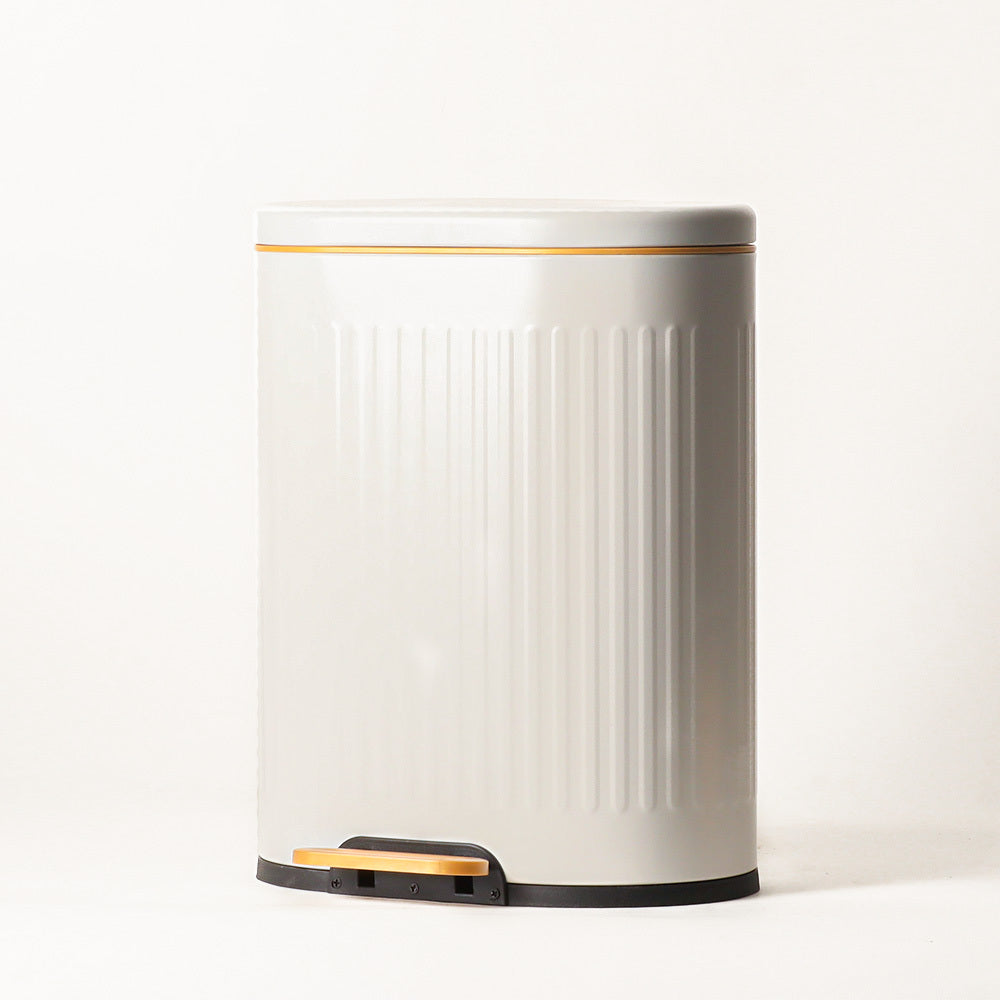 Ovate Pedal Bin 6L - White & Gold