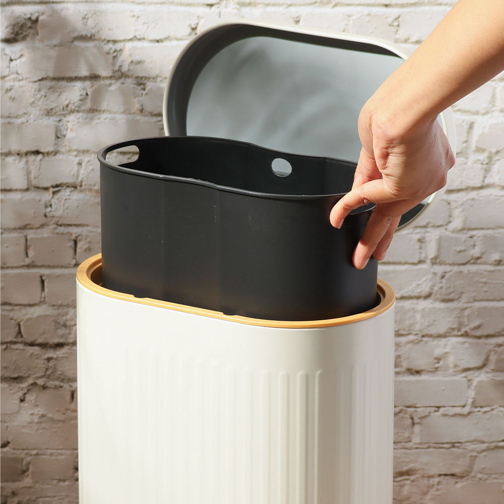 Ovate Pedal Bin 6L - White & Gold