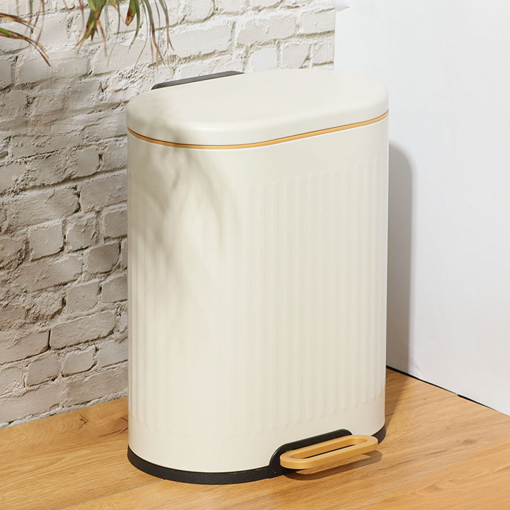 Ovate Pedal Bin 6L - White & Gold