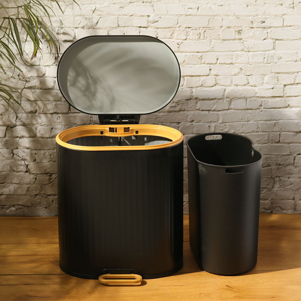 Ovate Pedal Bin 9L - Black & Gold