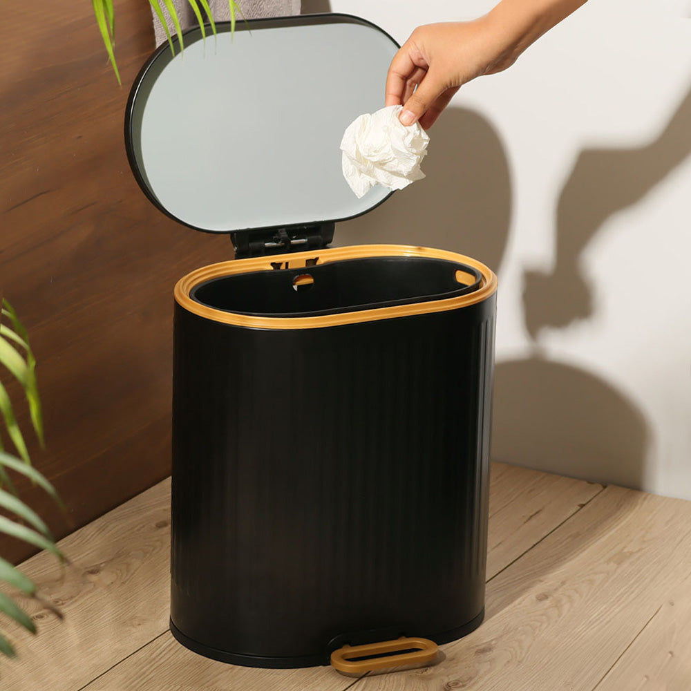 Ovate Pedal Bin 9L - Black & Gold