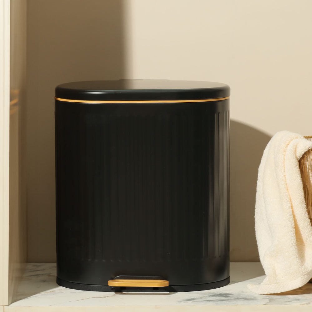 Ovate Pedal Bin 9L - Black & Gold