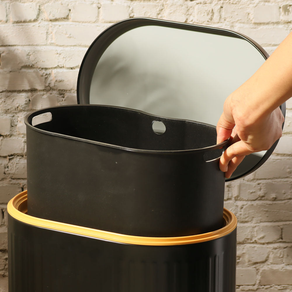 Ovate Pedal Bin 9L - Black & Gold