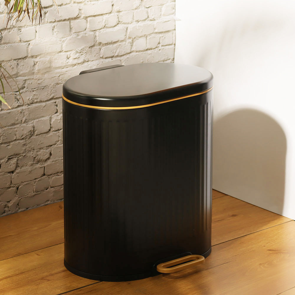 Ovate Pedal Bin 9L - Black & Gold