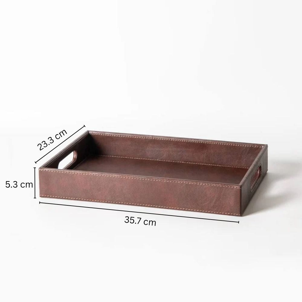 Savoy Rectangle Tray with Handle - Brown