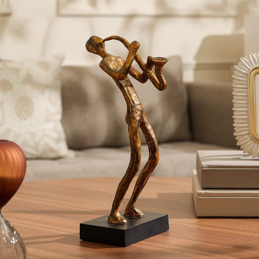 Sax Player Sculpture Large - Vintage Gold