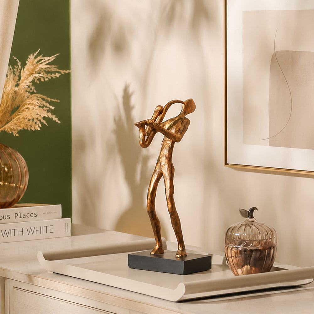 Sax Player Sculpture Large - Vintage Gold