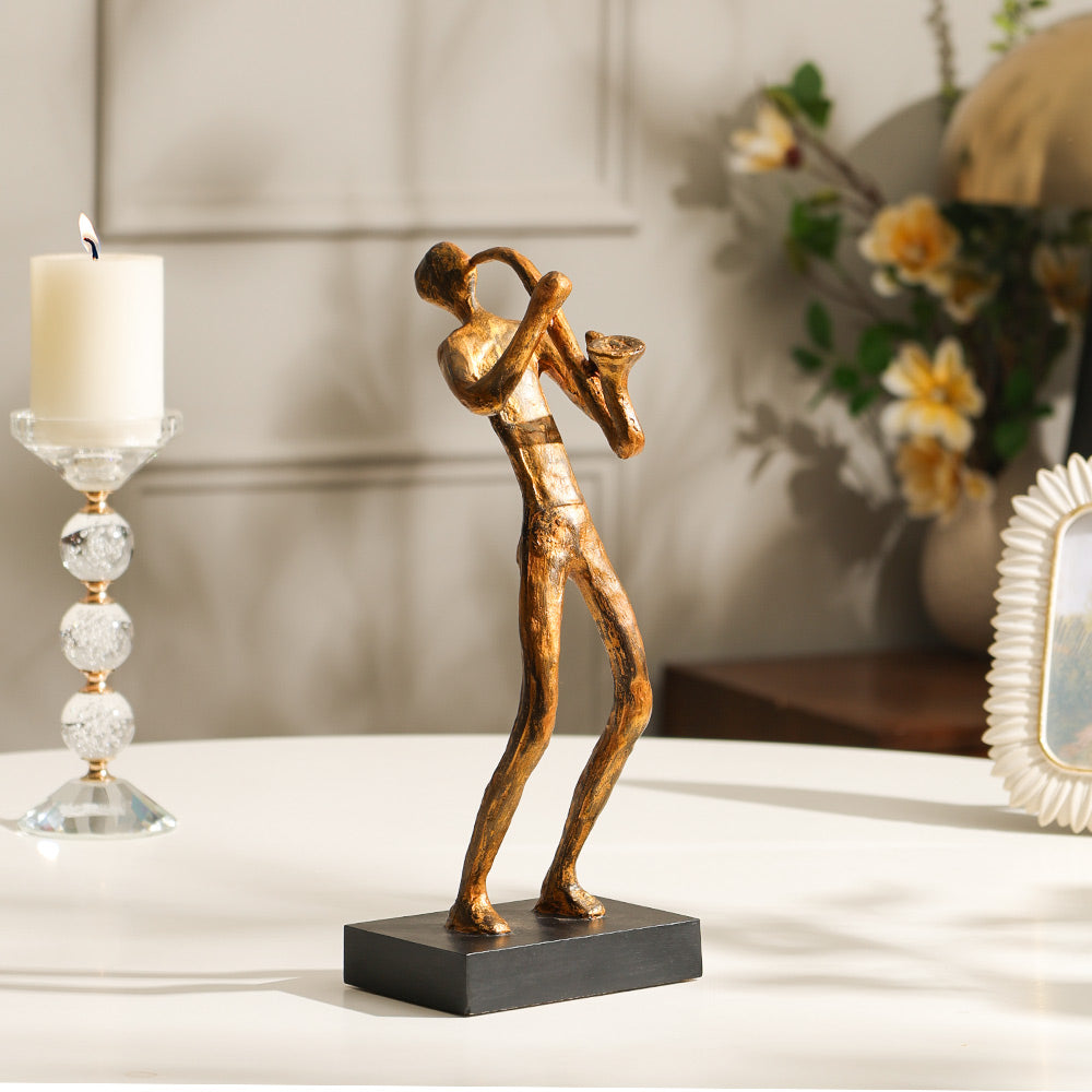 Sax Player Sculpture Large - Vintage Gold