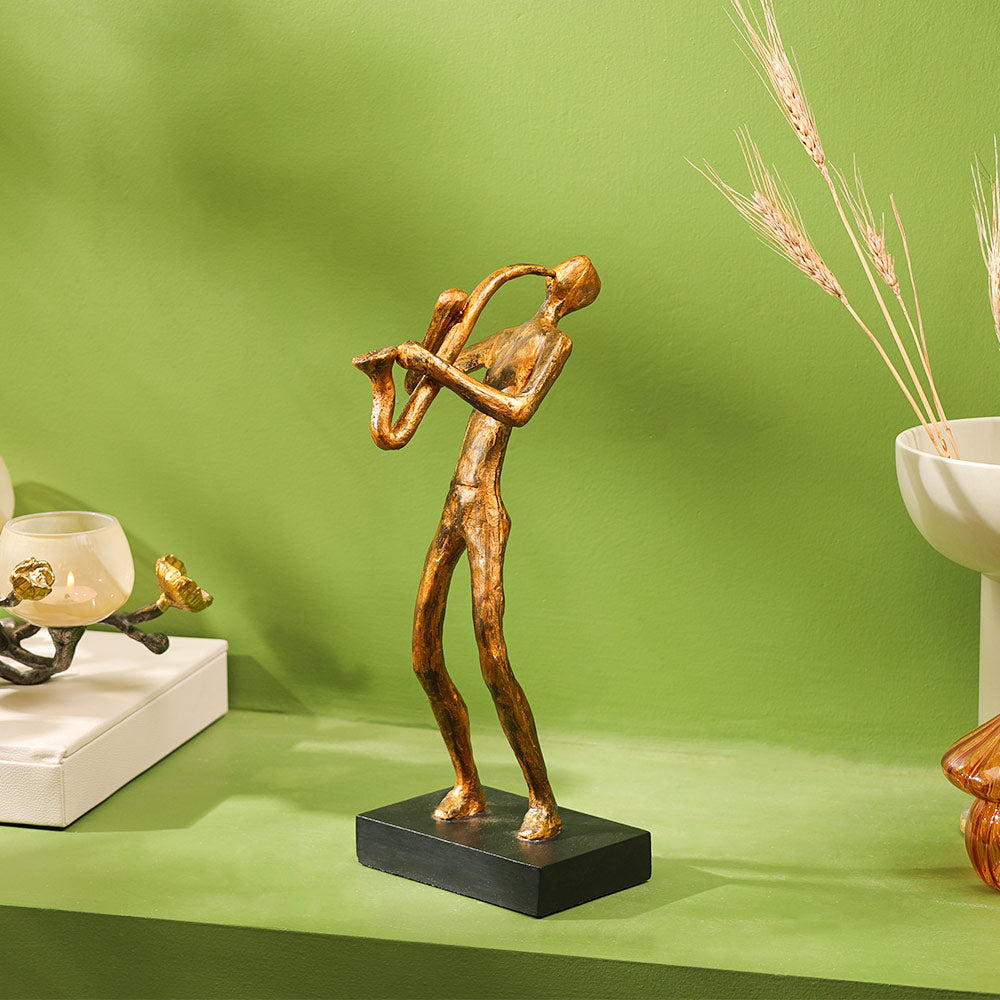 Sax Player Sculpture Large - Vintage Gold