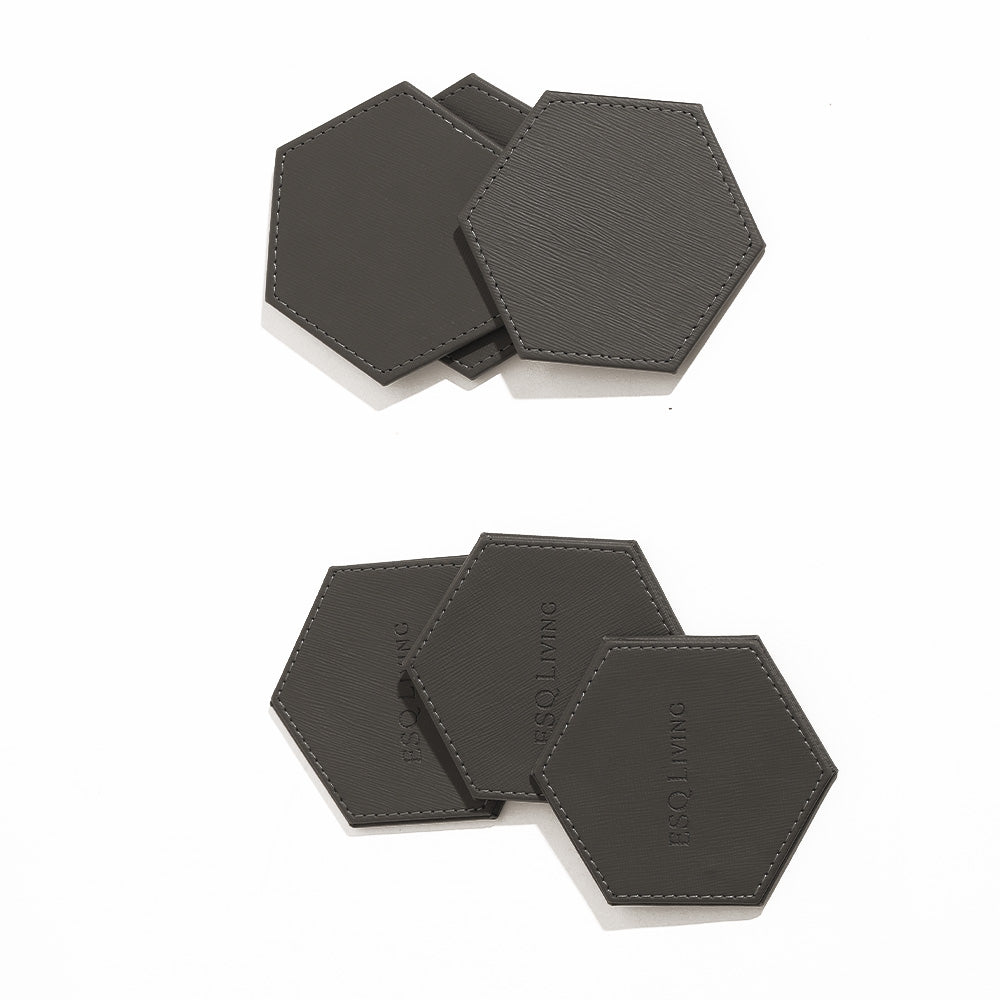 Saxon Coasters, Set of 6 - Dark Grey