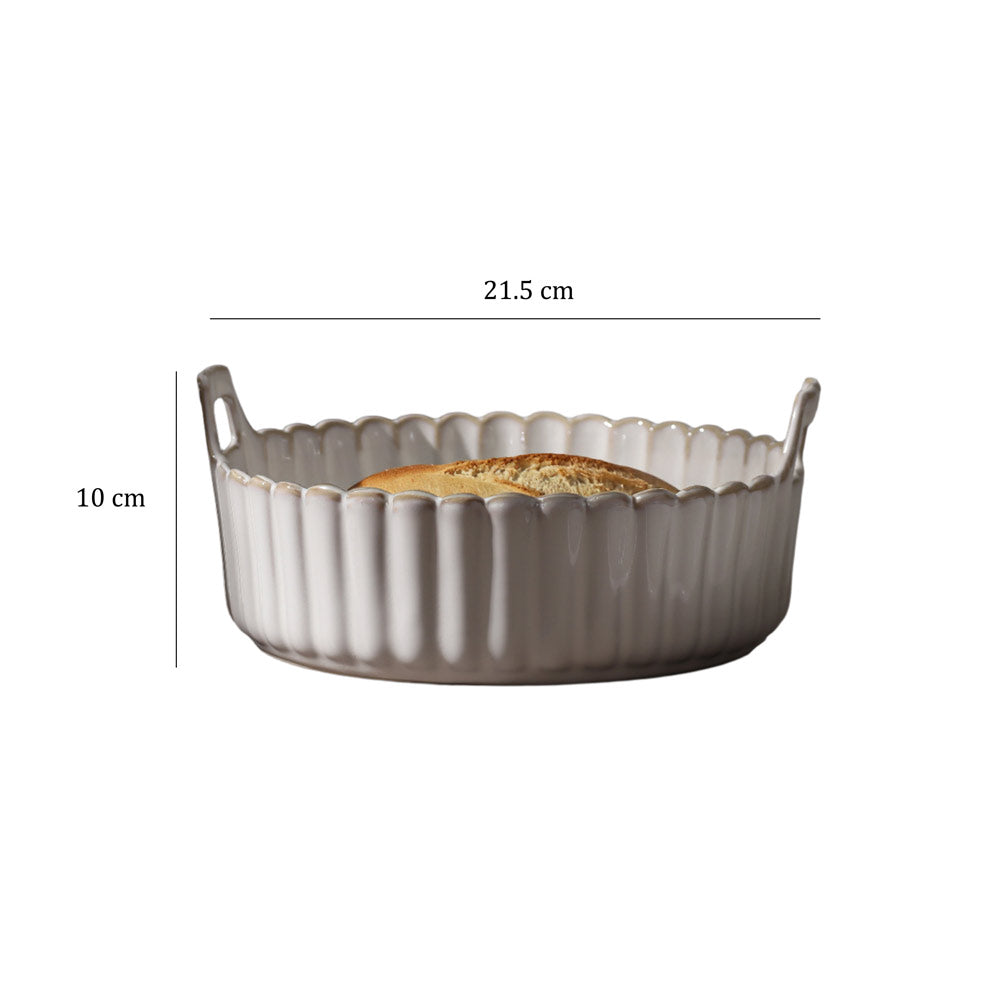 Scallop Round Baking Dish - Ivory