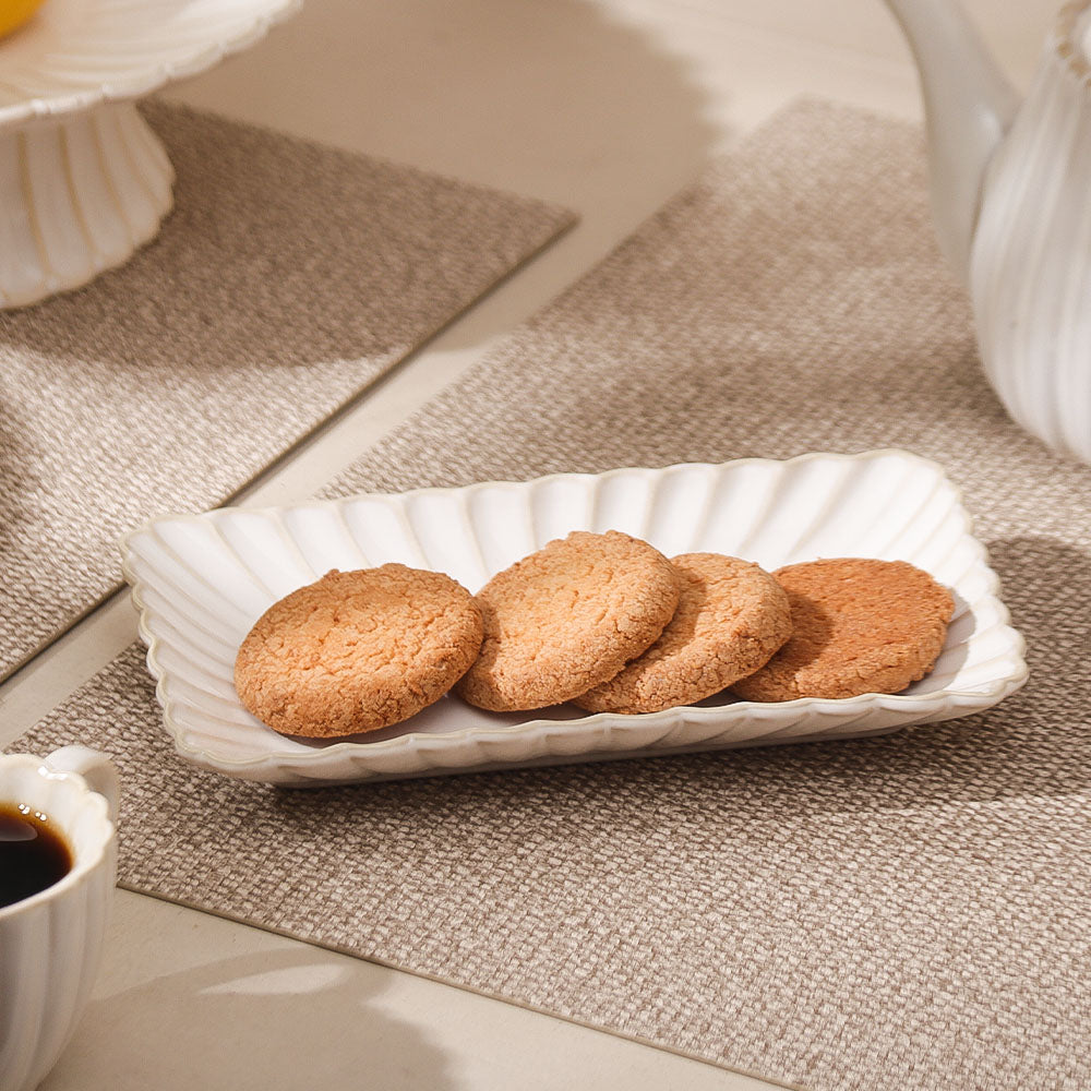 Scallop Rectangular Serving Plate - Ivory