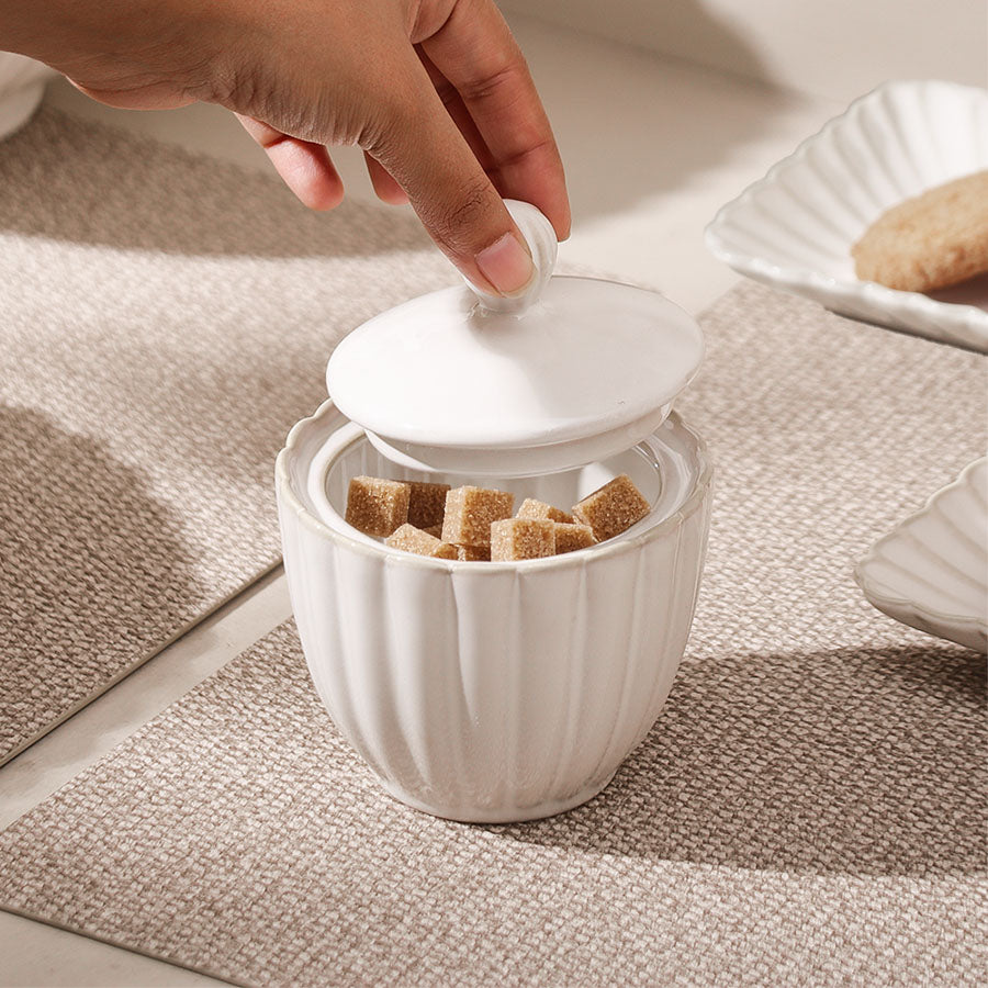 Scallop Sugar Jar - Ivory