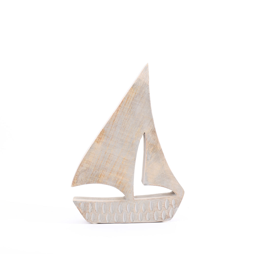 Schiff Mango Wood Sculpture Small - Vintage Grey