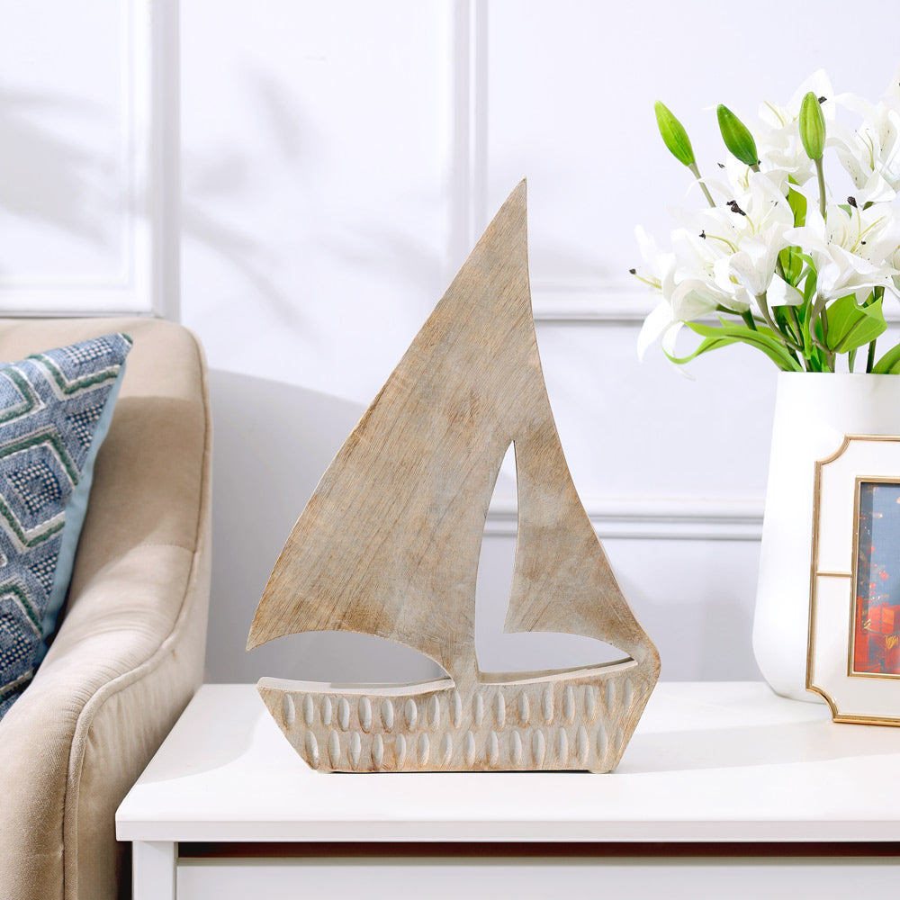 Schiff Mango Wood Sculpture Small - Vintage Grey