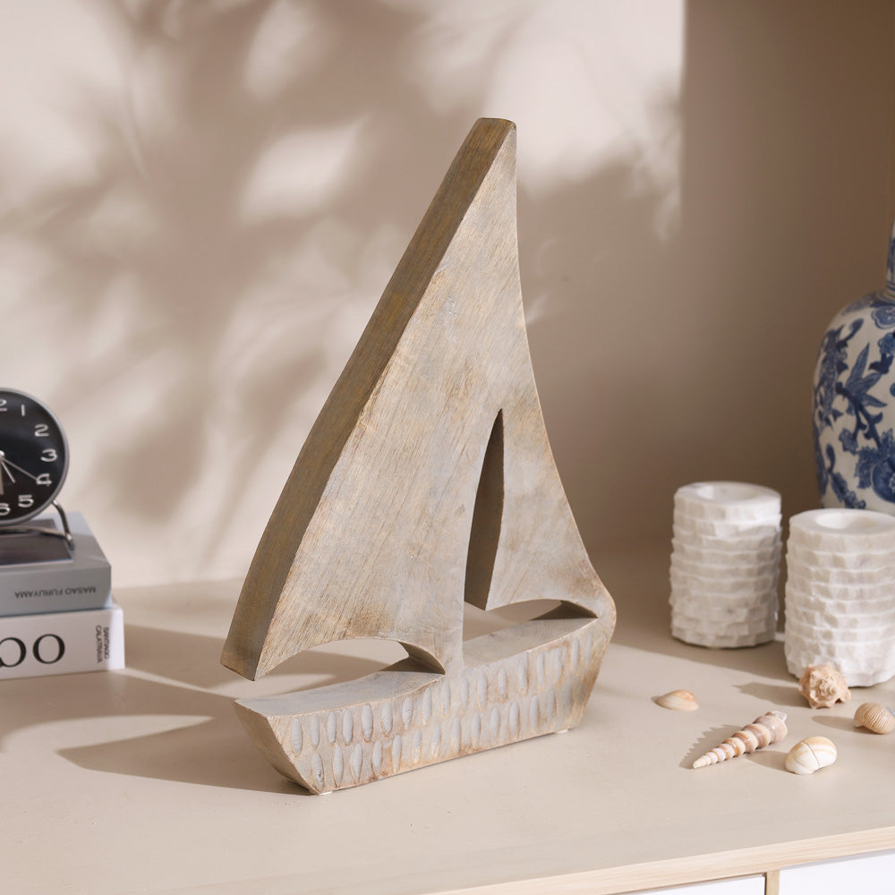 Schiff Mango Wood Sculpture Medium - Vintage Grey