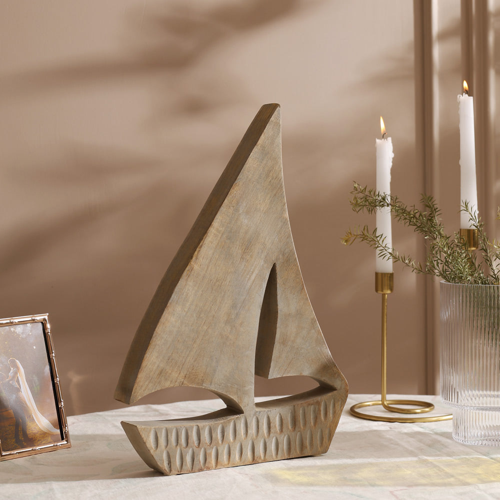 Schiff Mango Wood Sculpture Medium - Vintage Grey