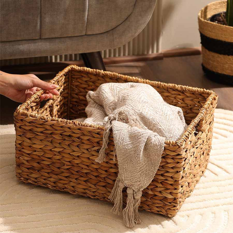 Seagrass Rectangular Braided Storage Basket XL - Natural
