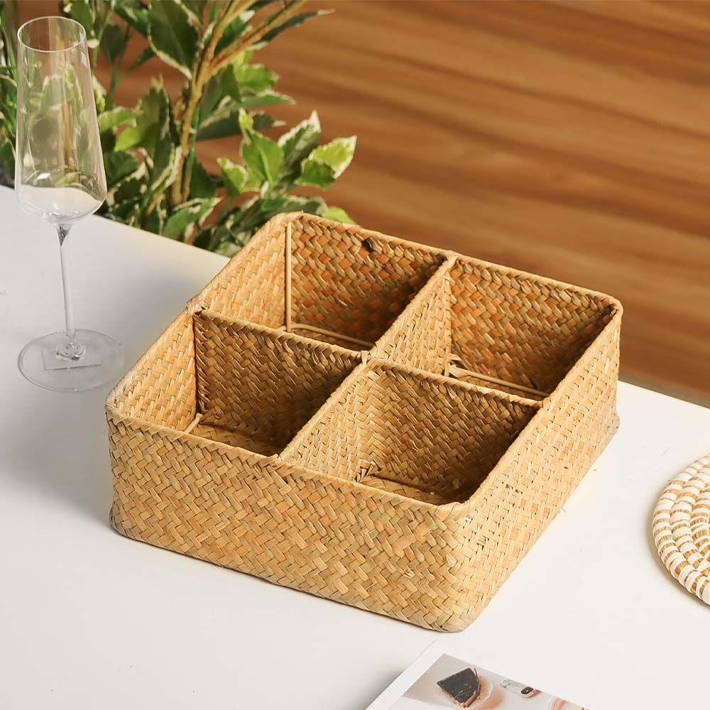 Seagrass Square Sectioned Organiser - Natural