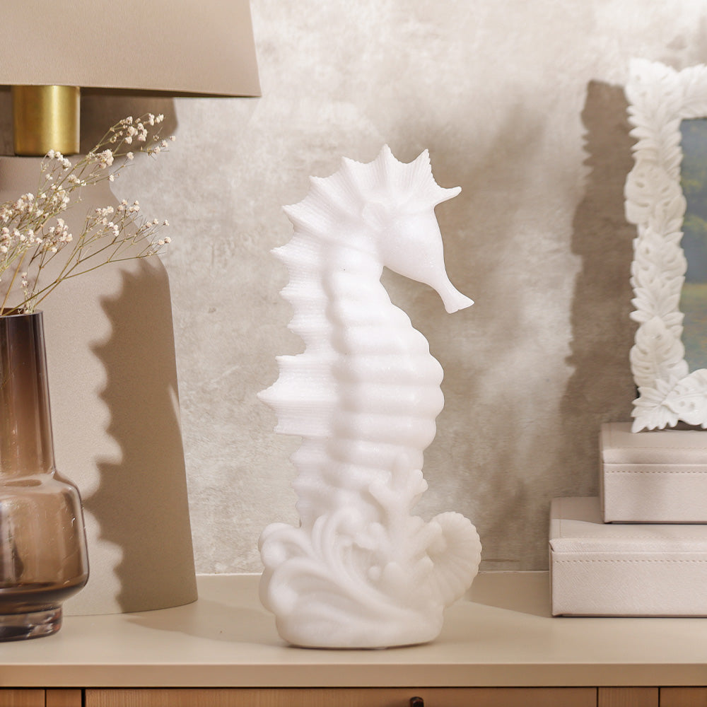 Seahorse Decorative Sculpture Medium - Stone White