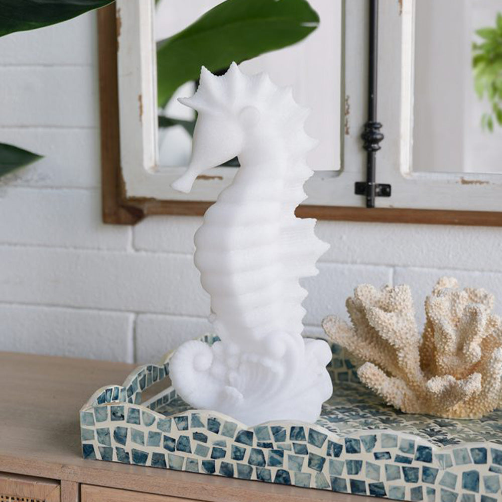 Seahorse Decorative Sculpture Medium - Stone White
