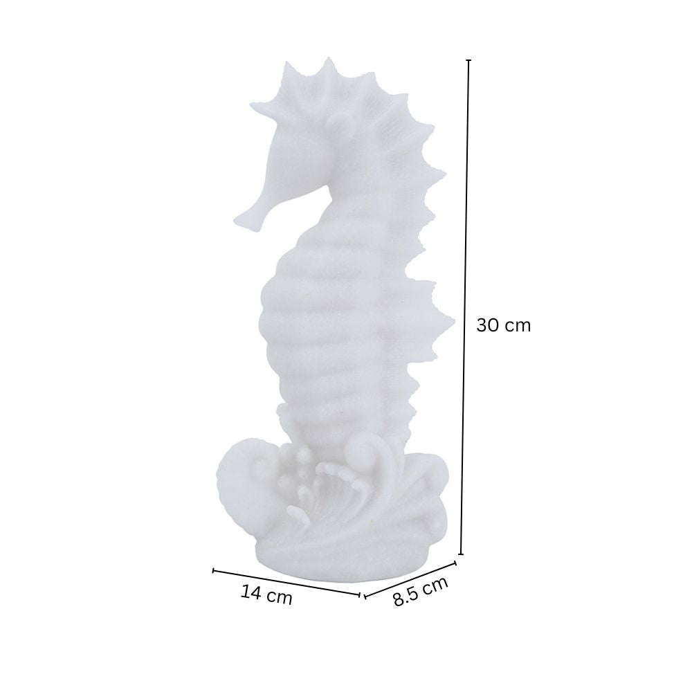Seahorse Decorative Sculpture Medium - Stone White