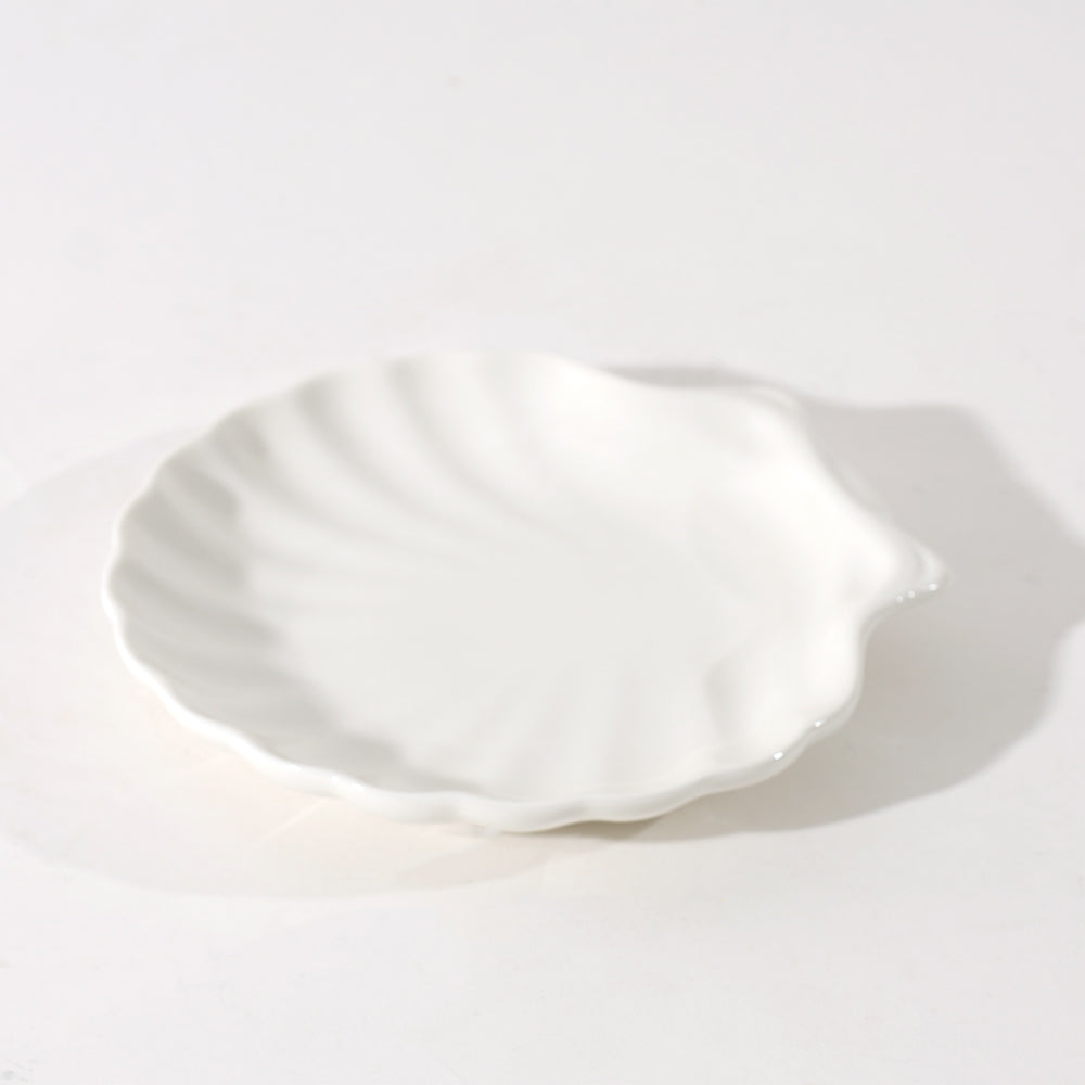 Seashell Porcelain Dessert Plate - White