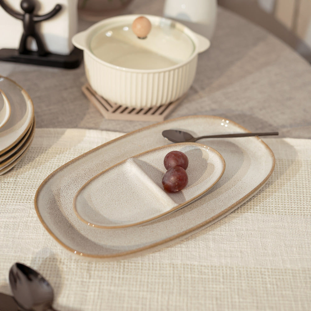 Seasons Oval Sectioned Plate - Sand