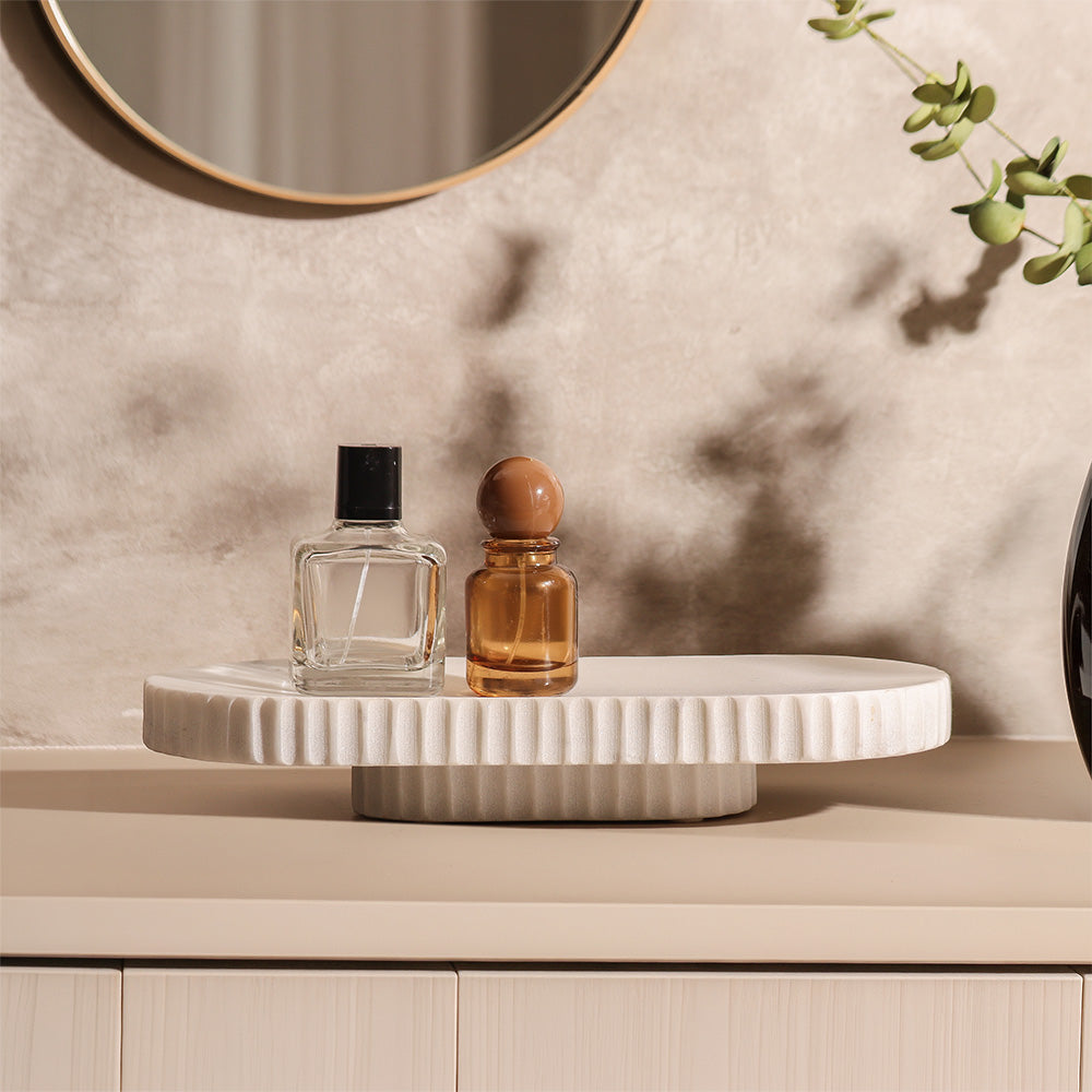 Soli Marble Elevated Tray Medium - White