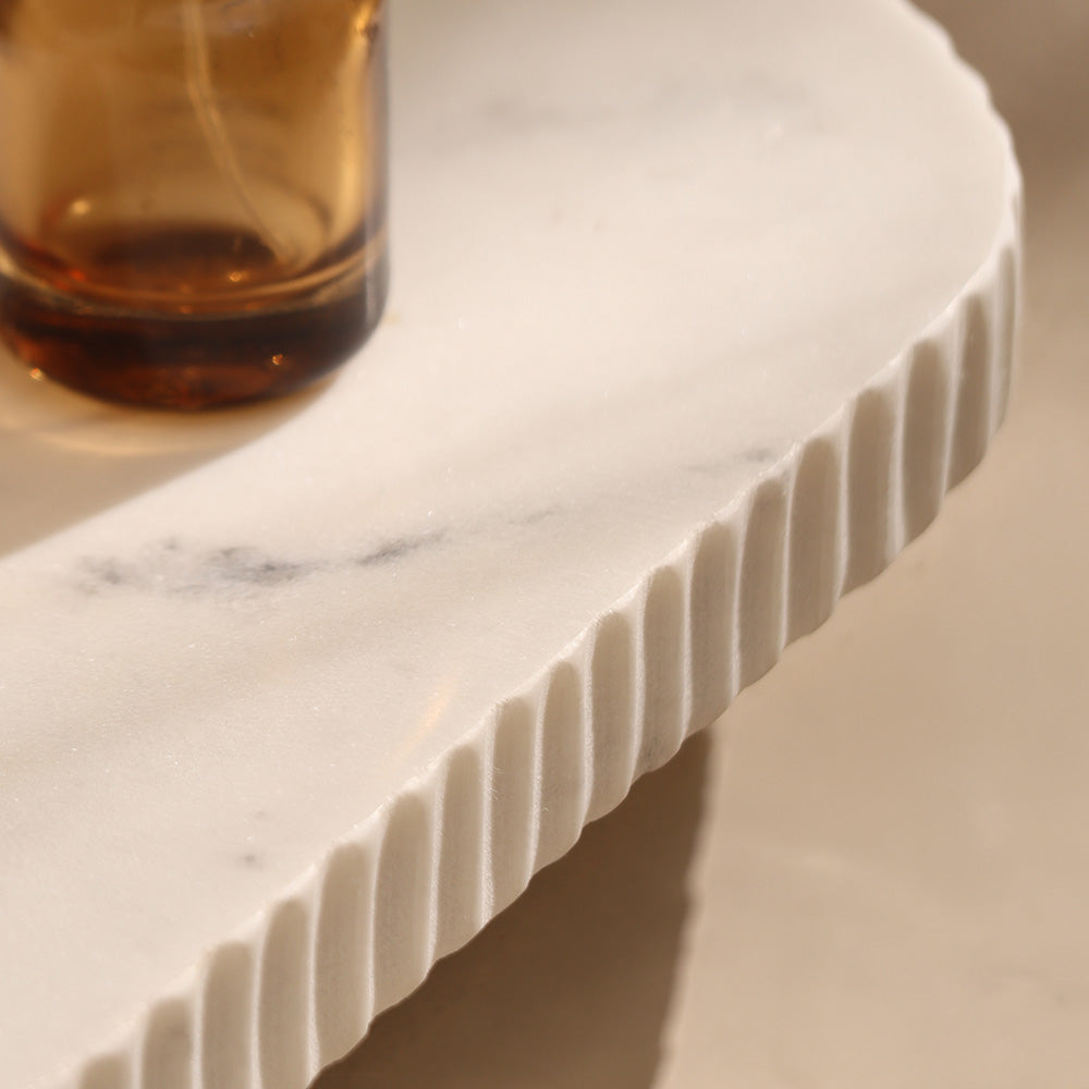 Soli Marble Elevated Tray Medium - White