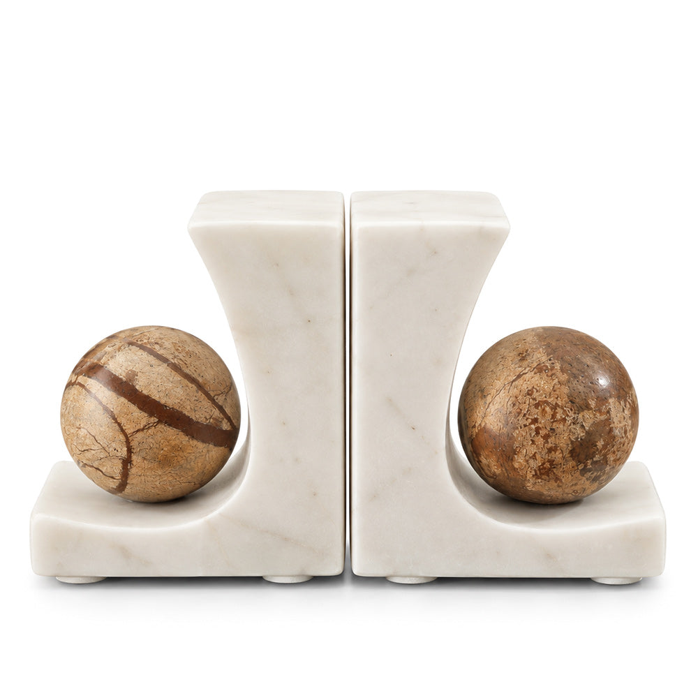 Selene Marble Bookends, Set of 2 - White Coffee