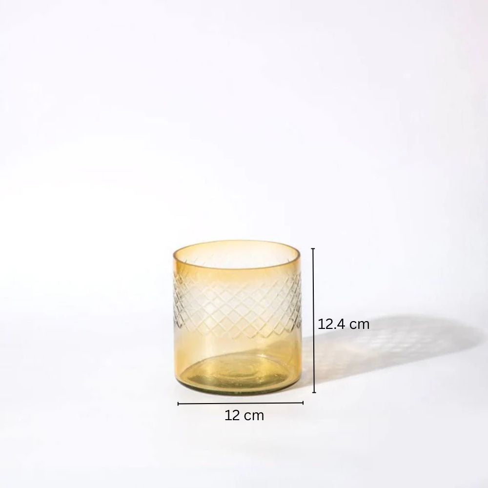 Seline Textured Glass Hurricane Small - Amber