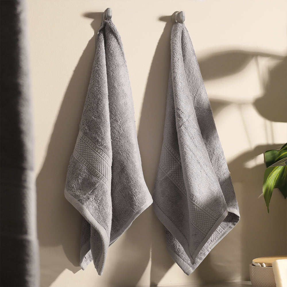 Senza Bamboo & Cotton Hand Towels, Set of 2 - Light Grey