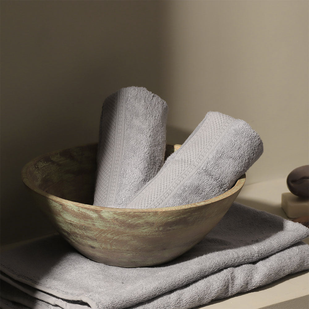 Senza Bamboo & Cotton Face Towels, Set of 2 - Light Grey