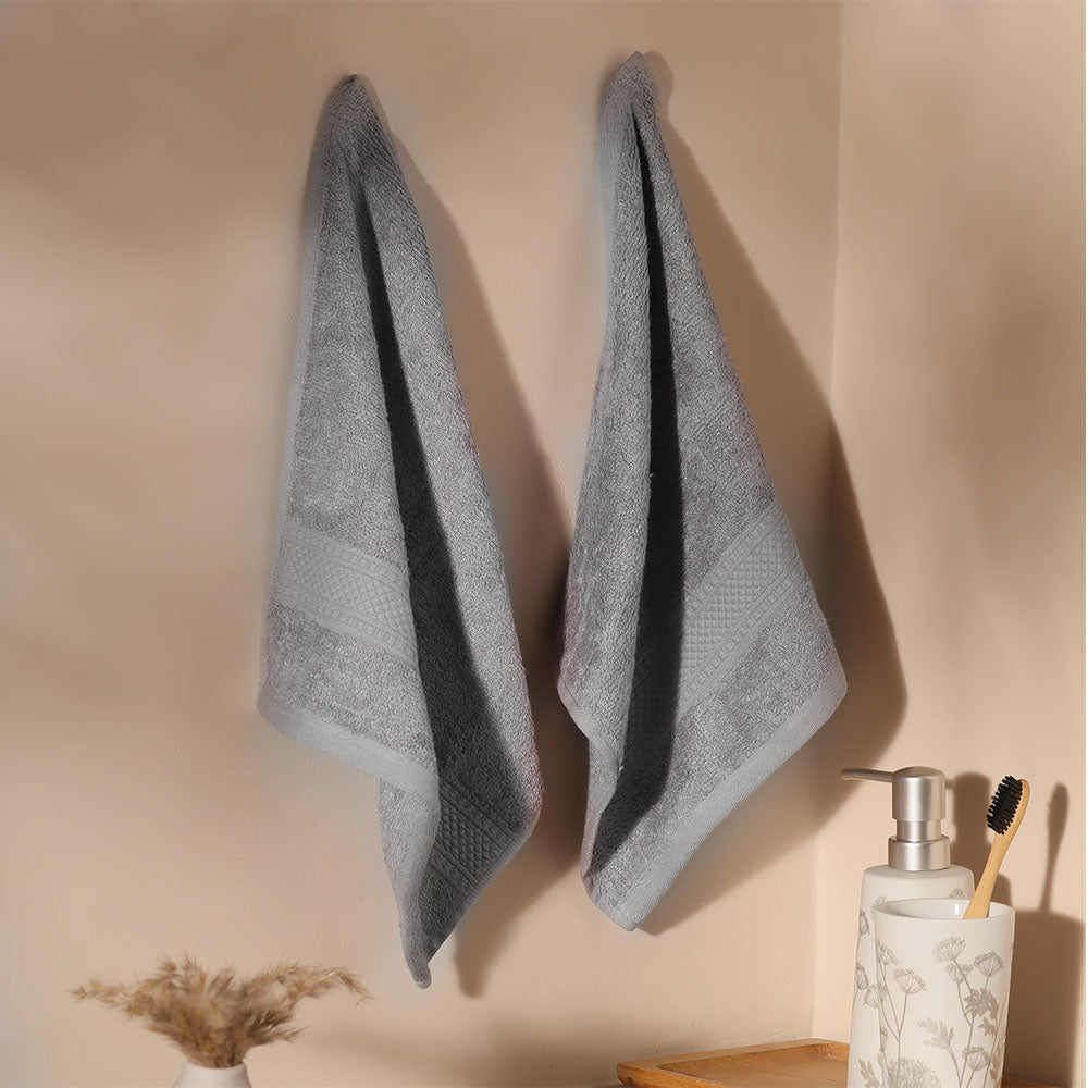 Senza Bamboo & Cotton Face Towels, Set of 2 - Light Grey