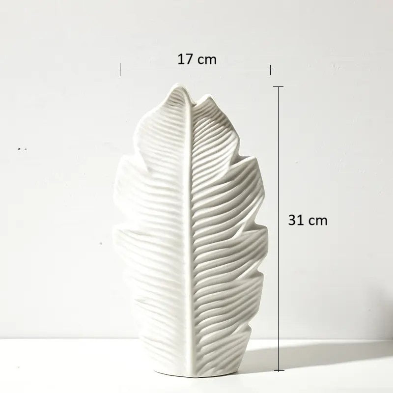 Serrate Ceramic Slim Vase Large - White