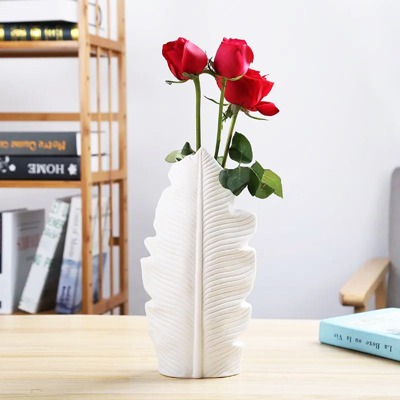 Serrate Ceramic Slim Vase Large - White