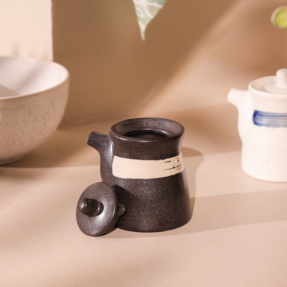 Seta Ceramic Condiment Dispenser - Black White